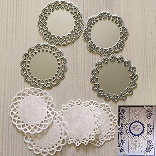 SpirWoRchlan Stanzschablonen für Scrapbooking, 4 Stück, runde Spitzen-Metall-Stanzformen, Schablonen, DIY, Scrapbooking, Album, Prägeschablonen von SpirWoRchlan