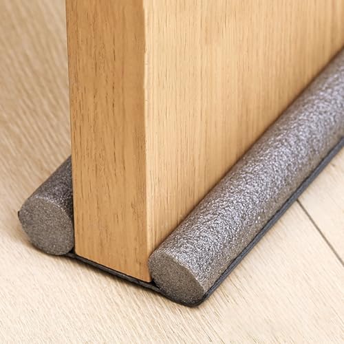 Zugluftstopper für Türen, 96 cm PU Türdichtungsleiste Unten, Türbodendichtung, Türdichtungen Luftzugstopper mit Doppeldichtung, Zugluftstopper Windstopper Schutz vor Luftzug und Lärm (Grau) von SpirWoRchlan
