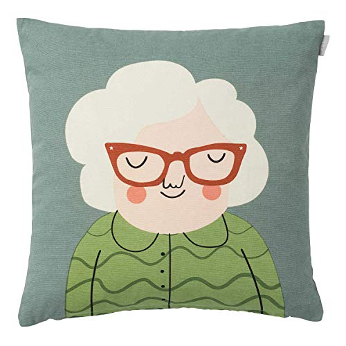 Spira of Sweden, Kissenbezug Gesicht ELSA, Cartoon, 50 x 50 cm, Grün, Modern, Cartoon-themed, Wohnzimmer, 1 Stück von Spira of Sweden