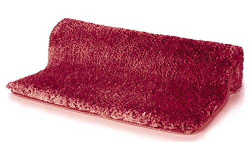 Spirella Badteppich Badematte Duschvorleger Mikrofaser Hochflor | flauschig | rutschhemmend | geeignet für Fußbodenheizung | 70x120 cm | Rot von Spirella