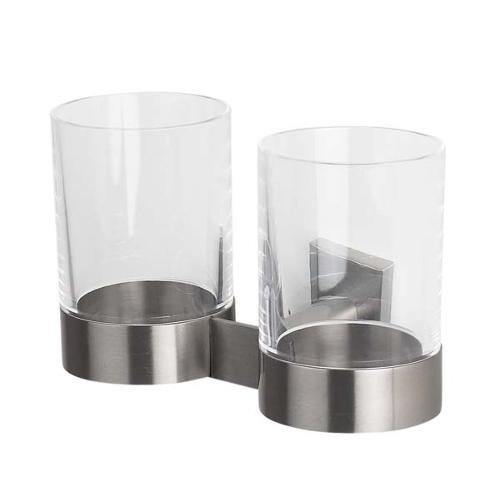 Spirella 10.15582 Doppelter Glashalter Nyo Steel, Edelstahl matt, Acryl transparent Spirella 10.15582 Doppelter Glashalter Nyo Steel, Edelstahl matt, Acryl transparent von Spirella