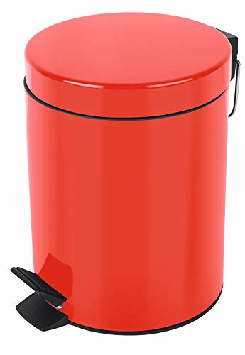 Spirella Kosmetikeimer Sydney Rot Mülleimer Treteimer Abfalleimer - 5 Liter – mit herausnehmbaren Inneneimer von Spirella