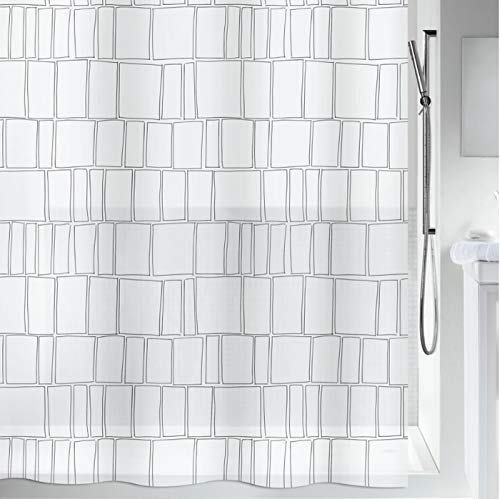 Spirella Anti-Schimmel Duschvorhang - Anti-Bakteriell, waschbar, wasserdicht, Peva, „Construct“ 180x200cm Weiß von Spirella