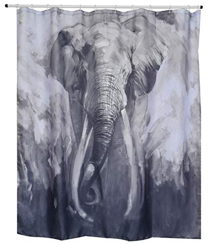 Spirella Anti-Schimmel Duschvorhang - Anti-Bakteriell, waschbar, wasserdicht, Polyester, „Elefant“ 180x200 cm von Spirella