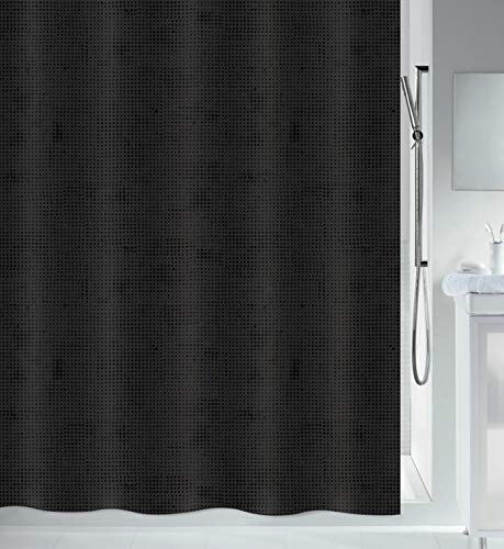 Spirella Anti-Schimmel Duschvorhang - Anti-Bakteriell, waschbar, wasserdicht, Polyester, „Georges“ 120x200cm Schwarz von Spirella