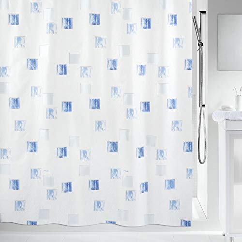 Spirella Anti-Schimmel Duschvorhang - Anti-Bakteriell, waschbar, wasserdicht, Polyester, „Milano“ 180x200cm Blau von Spirella