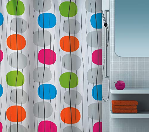 Spirella Anti-Schimmel Duschvorhang - Anti-Bakteriell, waschbar, wasserdicht, Polyester, „Mobile“ 180x200cm Bunt von Spirella