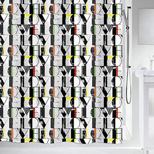 Spirella Anti-Schimmel Duschvorhang - Anti-Bakteriell, Waschbar, Wasserdicht, Polyester, Pop“ 180X200cm Weiß Schwarz Spirella Anti-Schimmel Duschvorhang - Anti-Bakteriell, Waschbar, Wasserdicht, Polyester, Pop“ 180X200cm Weiß Schwarz von Spirella