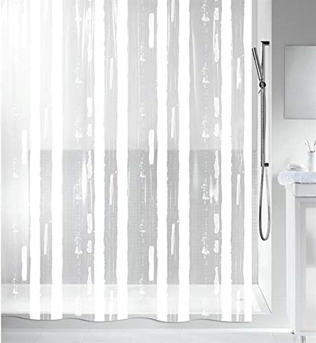 Spirella Anti-Schimmel Duschvorhang - Anti-Bakteriell, waschbar, wasserdicht - Peva, „Painting“ 180x200cm Weiß Transparent von Spirella