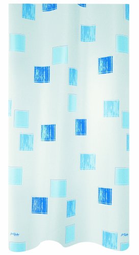 Spirella Anti-Schimmel Duschvorhang - Anti-Bakteriell, waschbar, wasserdicht, Polyester, „Milano“ 120x200 cm Blau Weiß von Spirella