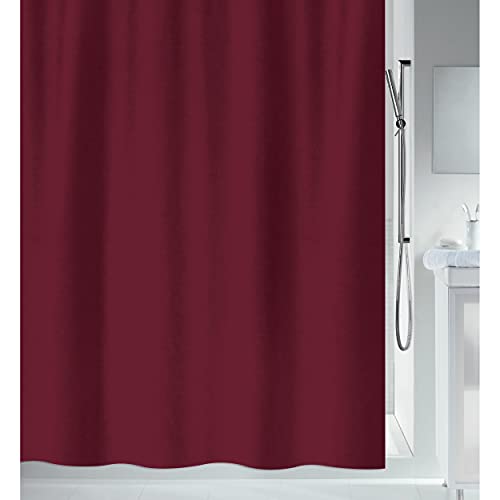 Spirella Anti-Schimmel Duschvorhang - Anti-Bakteriell, waschbar, wasserdicht - Polyester, „Primo “ 120x200cm Bordeaux Rot von Spirella