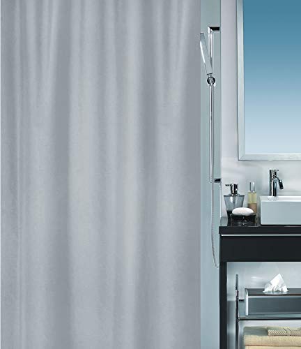 Spirella Schimmel Duschvorhang-Anti-Bakteriell, waschbar, wasserdicht-Polyester, „Primo “ 120x200cm Grau, Silver von Spirella