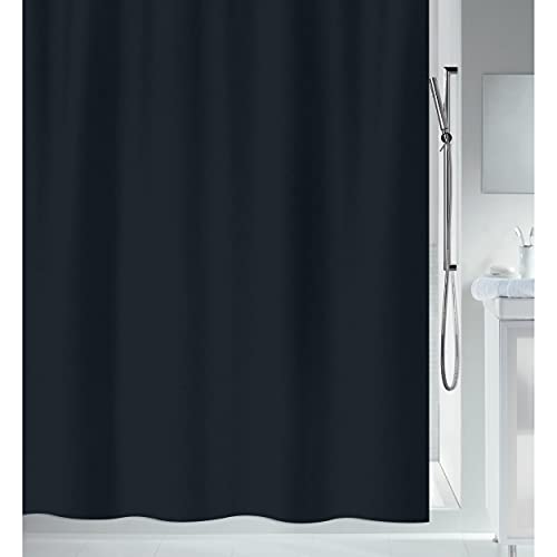 Spirella Anti-Schimmel Duschvorhang - Anti-Bakteriell, waschbar, wasserdicht - Polyester, „Primo “ 120x200cm Schwarz von Spirella