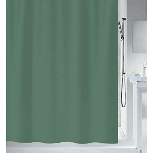 Spirella Anti-Schimmel Duschvorhang - Anti-Bakteriell, waschbar, wasserdicht - Polyester, „Primo “ 180x180cm Dunkelgrün, Green von Spirella