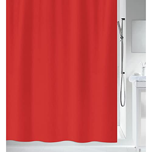 Spirella Schimmel Duschvorhang-Anti-Bakteriell, waschbar, wasserdicht-Polyester, „Primo “ 180x180cm Rot, Red von Spirella