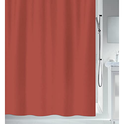Spirella Anti-Schimmel Duschvorhang - Anti-Bakteriell, waschbar, wasserdicht - Polyester, „Primo “ 180x180cm Terracotta Rot von Spirella