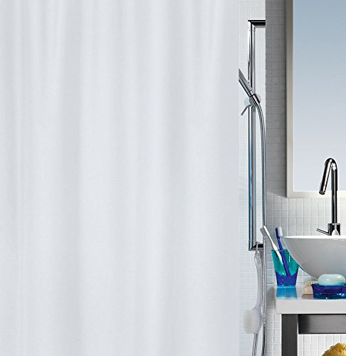 Spirella Anti-Schimmel Duschvorhang - Anti-Bakteriell, waschbar, wasserdicht - Polyester, „Primo “ 180x180cm Weiß von Spirella