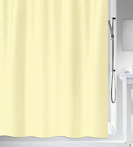Spirella colección, Cortina de ducha Textil 180 x 200, 100%, Amarillo Schimmel Duschvorhang-Anti-Bakteriell, waschbar, wasserdicht-Polyester, „Primo “ 180x200cm Hellgelb, Citronier von Spirella