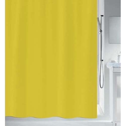 Spirella Anti-Schimmel Duschvorhang - Anti-Bakteriell, waschbar, wasserdicht - Polyester, „Primo “ 180x200cm Hellgelb von Spirella
