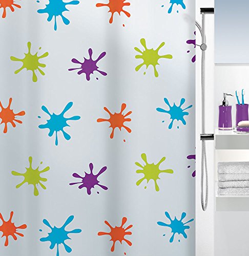 Spirella Anti-Schimmel Duschvorhang Splash Multicolor Anti-Bakteriell, waschbar, wasserdicht PEVA 180x200cm von Spirella