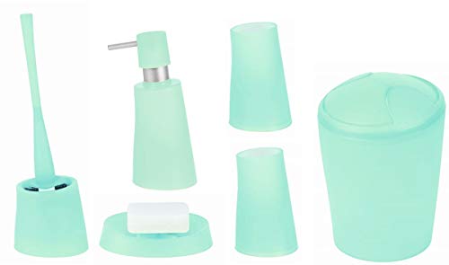Spirella Badezimmer Set, 6-teiliges Badzubehör Move Seifenspender, WC Bürste, Seifenschale, Kosmetikeimer und Zahnputzbecher Mint Spirella Badezimmer Set, 6-teiliges Badzubehör Move Seifenspender, WC Bürste, Seifenschale, Kosmetikeimer und Zahnputzbecher Mint von Spirella