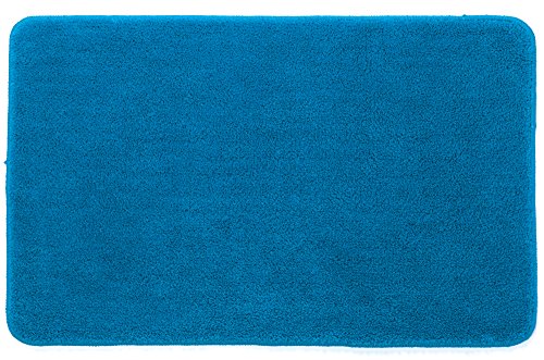 Spirella Badteppich Badematte Duschvorleger Hochflor | flauschig | rutschhemmend | geeignet für Fußbodenheizung | 50x80 cm | Blau, Polyester, Blue, 50x80x1.2 cm von Spirella