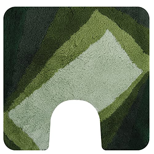 Spirella Badteppich Badematte Duschvorleger Hochflor | flauschig | rutschhemmend | geeignet für Fußbodenheizung | 55x55 cm Grün, Green, 55 x 55 cm mit WC Ausschnitt von Spirella
