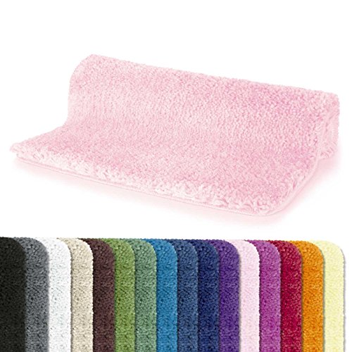 Spirella Badteppich Badematte Duschvorleger Mikrofaser Hochflor | flauschig | rutschhemmend | geeignet für Fußbodenheizung | 55x65 cm | Rosa von Spirella