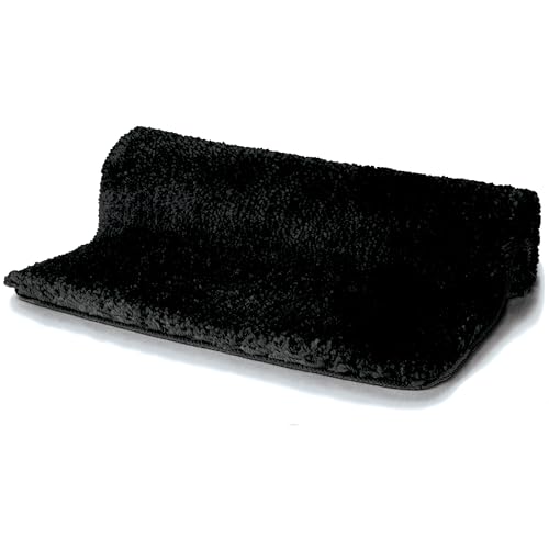 Spirella Badteppich Badematte Duschvorleger Mikrofaser Hochflor | flauschig | rutschhemmend | geeignet für Fußbodenheizung | 60x90 cm | Schwarz von Spirella