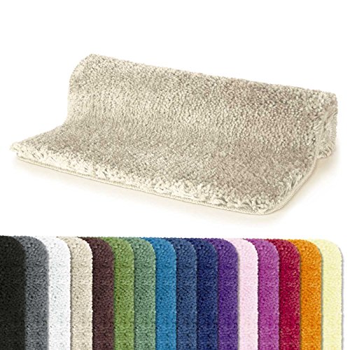 Spirella Badteppich Badematte Duschvorleger Mikrofaser Hochflor | flauschig | rutschhemmend | geeignet für Fußbodenheizung | 70x120 cm | Beige Sand von Spirella