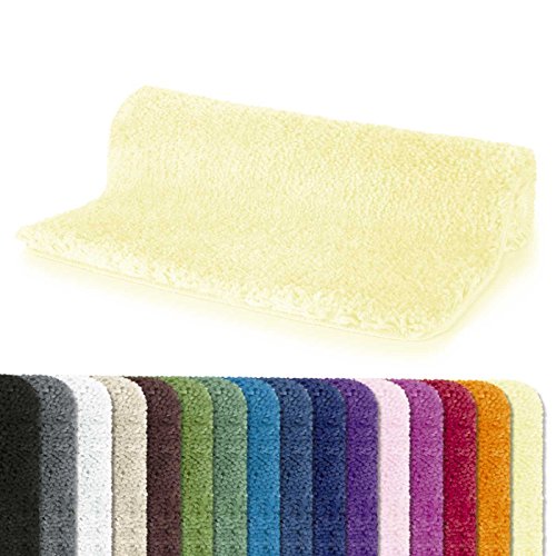 Spirella Badteppich Badematte Duschvorleger Mikrofaser Hochflor | flauschig | rutschhemmend | geeignet für Fußbodenheizung | 70x120 cm | Gelb von Spirella