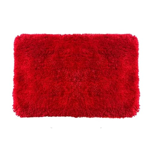 Spirella Badteppich Badematte Duschvorleger Mikrofaser Hochflor |flauschig | rutschhemmend | geeignet für Fußbodenheizung | 80x150 cm | Rot von Spirella