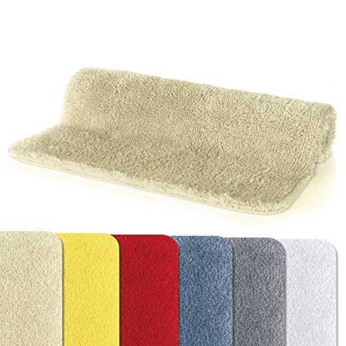 Spirella Badteppich Badvorleger Duschvorleger Fino Supersoft Hochflor waschbar, rutschfest Badematte 50x80 cm – Beige von Spirella