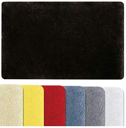 Spirella Badteppich Badvorleger Duschvorleger Fino Supersoft Hochflor waschbar, rutschfest Badematte 40x60 cm – Schwarz von Spirella