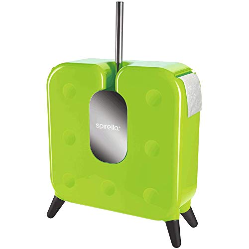Spirella Cube Design WC Bürste Garnitur mit Rollenhalter und Aufbewahrung für 7 Ersatzrollen Grün von Spirella