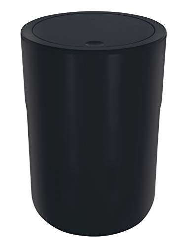 Spirella Design Kosmetikeimer Cocco mit Extra Ring für Müllbeutel Treteimer Schwingdeckeleimer Abfallbehälter mit Schwingdeckel 5 Liter (ØxH): 19 x 26 cm Schwarz von Spirella