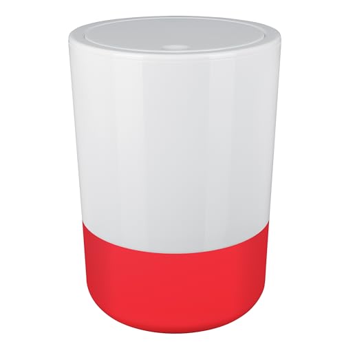 Spirella Design Kosmetikeimer Moji Bad Treteimer Schwingdeckeleimer Abfallbehälter mit Schwingdeckel 5 Liter mit Silikonboden Weiß/Rot Spirella Design Kosmetikeimer Moji Bad Treteimer Schwingdeckeleimer Abfallbehälter mit Schwingdeckel 5 Liter mit Silikonboden Weiß/Rot von Spirella