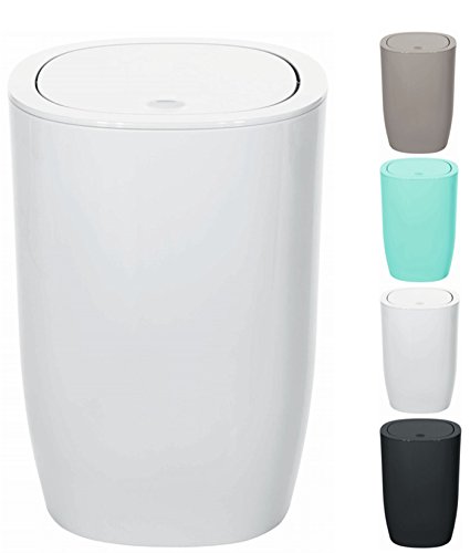 Spirella Design Kosmetikeimer Pure Treteimer Schwingdeckeleimer Abfallbehälter mit Schwingdeckel 5 Liter (ØxH): 17 x 25 cm Weiß von Spirella