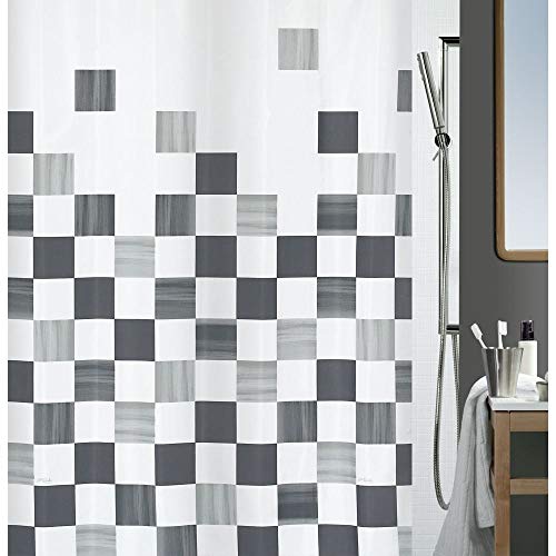 Spirella Kollektion Part, Duschvorhang Textil 240 x 180 cm, 100% Polyester, Grau von Spirella