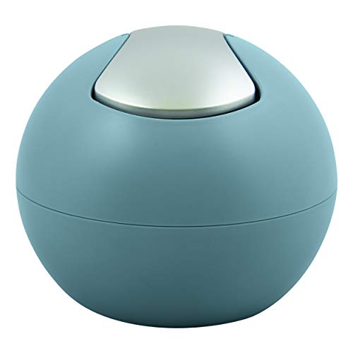 Spirella Kosmetikeimer 1 Liter Abfalleimer Schwingdeckeleimer Tischabfalleimer Bowl Blau matt, Bleu Mat von Spirella