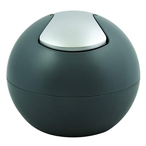 Spirella Kosmetikeimer 1 Liter Abfalleimer Schwingdeckeleimer Tischabfalleimer Bowl Grau matt, Polystyrol, Gris Mat von Spirella