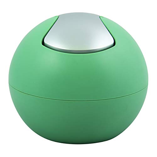Spirella Kosmetikeimer 1 Liter Abfalleimer Schwingdeckeleimer Tischabfalleimer Bowl Grün matt, Kunststoff, Vert Mat von Spirella