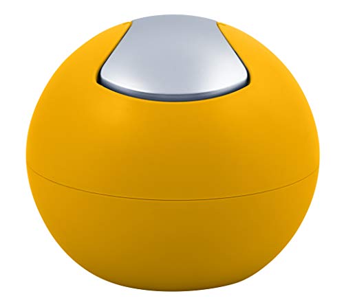 Spirella Kosmetikeimer 1 Liter Abfalleimer Schwingdeckeleimer Tischabfalleimer Bowl Sun Gelb matt, Jaune Soleil Mat von Spirella