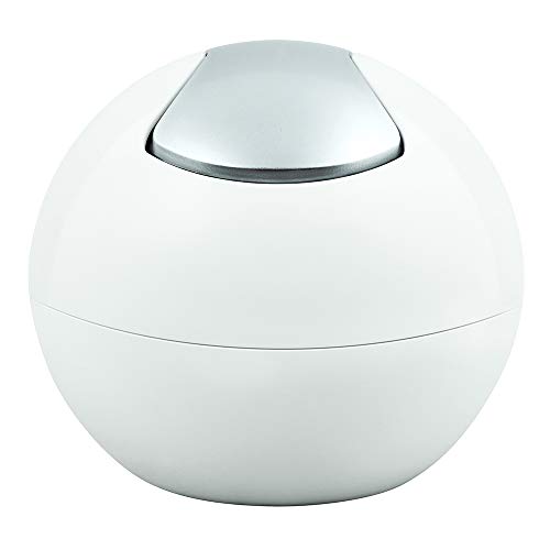 Spirella Kosmetikeimer 1 Liter Abfalleimer Schwingdeckeleimer Tischabfalleimer Bowl Weiß matt, Kunststoff, White Mat von Spirella