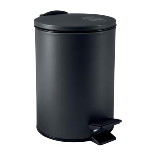 Spirella Kosmetikeimer 3L Schwarz Edelstahl mit Absenkautomatik, Anti-Fingerabdruck, Softclose, großem Fußpedal, leicht zu reinigen – Elegantes Design für Bad oder Küche, Maße 25x16,8x16,8 cm, Swartz Spirella Kosmetikeimer 3L Schwarz Edelstahl mit Absenkautomatik, Anti-Fingerabdruck, Softclose, großem Fußpedal, leicht zu reinigen – Elegantes Design für Bad oder Küche, Maße 25x16,8x16,8 cm, Swartz von Spirella