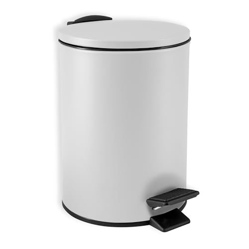 Spirella SP2279 Kosmetikeimer 3 Liter Edelstahl mit Absenkautomatik und Inneneimer Adelar Badezimmer Mülleimer Softclose Abfalleimer weiß, White, 3 litres von Spirella