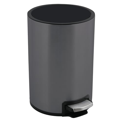 Spirella Kosmetikeimer 3 Liter Edelstahl mit Absenkautomatik und Inneneimer Riku Badezimmer Mülleimer Softclose Abfalleimer grau, Kunststoff, Gris Mat, 3 l von Spirella