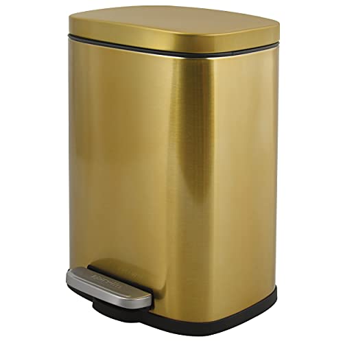 Spirella Kosmetikeimer 5 Liter Edelstahl mit Absenkautomatik und Inneneimer Akira Badezimmer Mülleimer Softclose Abfalleimer Gold glänzend, Or Brillant von Spirella