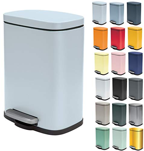 Spirella Treteimer Akira - Badmülleimer aus Edelstahl - Soft-Close, Anti-Fingerabdruck-Beschichtung - 21,4 x 17,6 x 30 cm - 5L - Ice Blue von Spirella