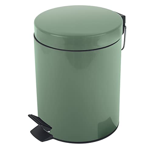 Spirella Kosmetikeimer Sydney Basil Grün Mülleimer Treteimer Abfalleimer-3 Liter – mit herausnehmbaren Inneneimer, Metall, Green, 24,5x17 cm von Spirella